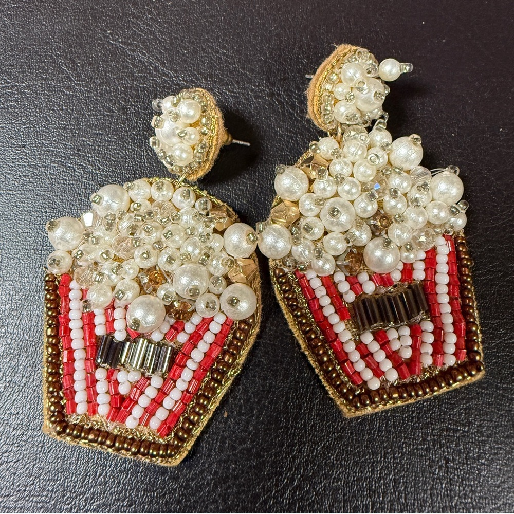 Boutique popcorn movie theater beaded earrings